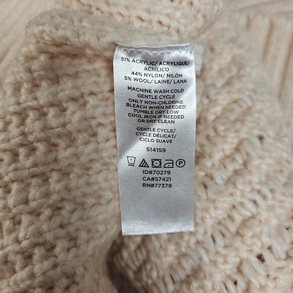 Ann Taylor Turtleneck Sweater cable Knit Wool Blend Size Large Pale Pink - Picture 5 of 6